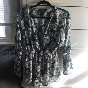 Green floral romper